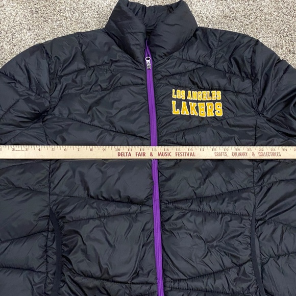 XXL NBA Los Angeles Lakers Black Puffer Jacket Coat Black Monogram Mens 2XL - Picture 12 of 12